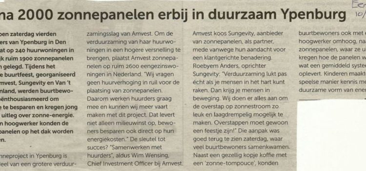 2000 zonnepanelen erbij in Ypenburg